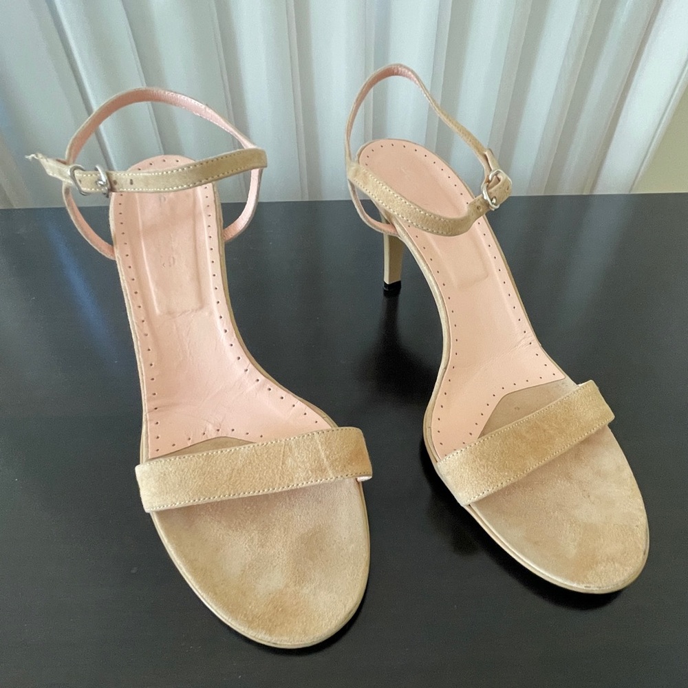 Classic Tan Suede Ankle-Strap Heels